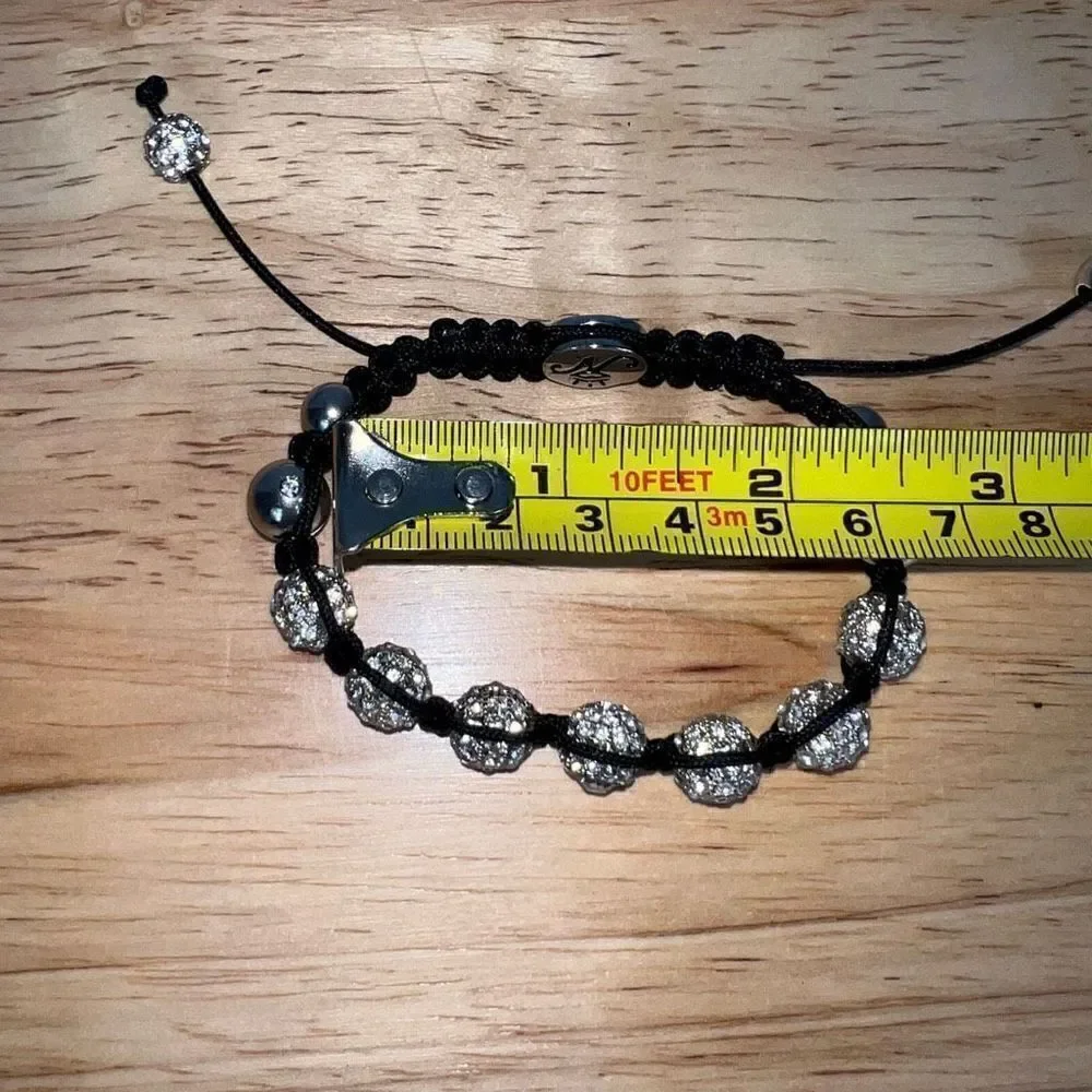 Black Macrame “Eye of Horus” Knotted Shamballa Crystal Ball Bead Bracelet